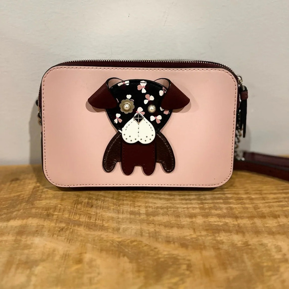 Kate spade ♠️ NWOT Floral pink and maroon Pup Double Zip 3 pocket Crossbody bag - Picture 5 of 11